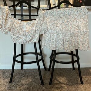 2 Piece Floral Crop Top & Skirt Set